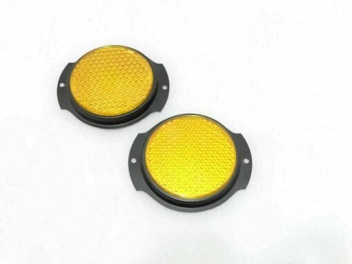 NEW WILLYS M38 M151A1 M35 M37 JEEP TRUCK PAIR YELLOW REFLECTOR BLACK BEZEL