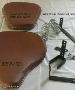Harley Type Royal Enfield Front & Rear Leather Saddle Seats + Springs bracket
