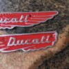 Pair of Ducati badges (wings) for Ducati Scrambler and Mark 3 tank in forged aluminium identical original