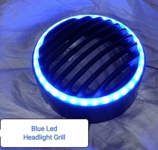 New Zenlo Bullet Headlight Grill Blue led Light Suitable for Royal Enfield