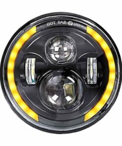 LED Projector Headlight with Dual Color DRL Half Ring Suitable for Royal Enfield