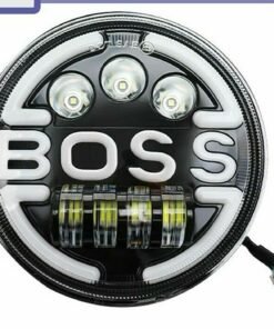 7" LED Boss Style Beam White+Amber Headlight 75W H4 Suitable for Royal Enfield