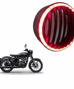 Bullet Plastic Headlight Grill Red Led Light Suitable for Royal Enfield Classic