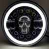 Skull Design 7" LED Headlight Suitable for Mahindra Thar, Harley, Royal Enfield