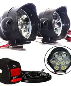 9 LED Fog Light Spot Beam Waterproof Heavy Duty Pod Driving Work Lamp with Handlebar Switch for Motorcycle Bike Car and SUV (White Light) - 2 Pieces
