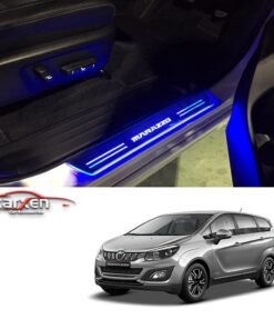 Car Door Foot Step Led Sill Plate With Mirror Finish for Mahindra Marazzo (Set of 4PCS, Blue) Door Sill Plate