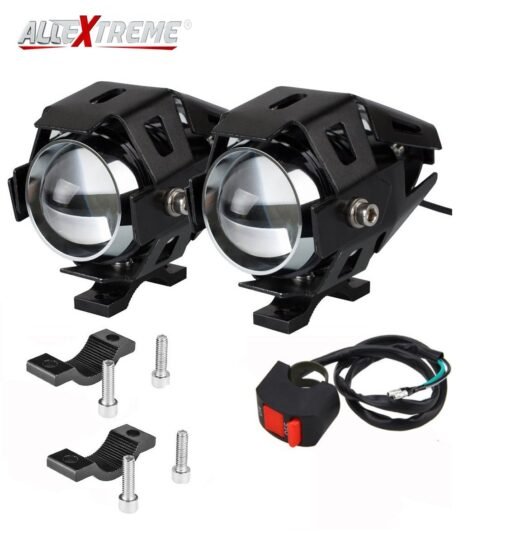 Allextreme U5 Cree LED Driving Light Fog In Aluminum Body For All Motorcycles, Atv And Bikes with Switch - Pack of 2 (15W)