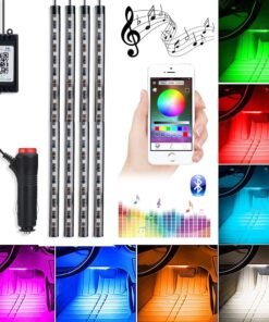  Bluetooth App Controlled 72 LED Atmosphere Light Multicolour Music Car Strip Lamp For Car Interior (18 LED)
