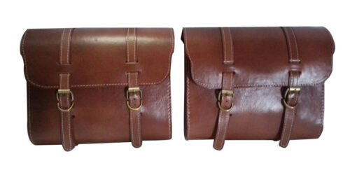 Pure Leather Brown Saddle Bag For Royal Enfield Bullet Standard Electra Classic