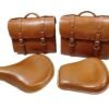 Tan Leather Saddle Bag Front Rear Seat For Royal Enfield Bullet Standard Electra