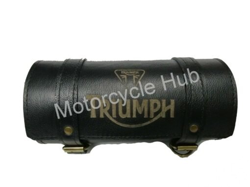 New Engraved Genuine Leather Tool Roll Bag For Triumph Motorcycle Black Color