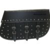 Leather Saddle Bag For Royal Enfield Bullet Classic Std Electra Black With Studs