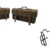 For Royal Enfield Interceptor 650 Pannier Rails, Brown Leather Saddle Bags Pair