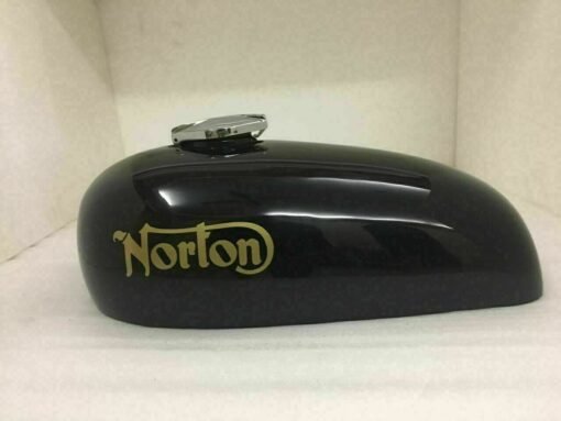 Fuel Petrol Gas Tank With Chrome Cap Black Painted Steel Norton Hi -Rider