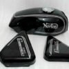 Fuel Petrol Gas Tank With Side Panel Black Painted Norton Commando Roadster 850