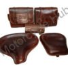 Leather Brown Saddle Bag Seat Tool Bag For Royal Enfield Bullet Standard Electra