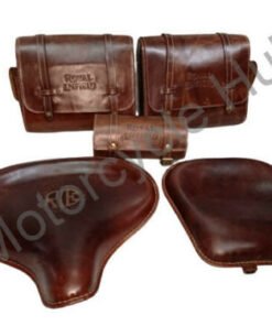 Leather Brown Saddle Bag Seat Tool Bag For Royal Enfield Bullet Standard Electra