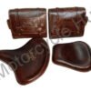 Leather Brown Saddle Bags, Front Rear Seat & Tool Bag For Royal Enfield Classic