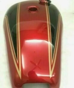 Fuel Petrol Tank With Cap & Tap Black & Red Painted Triumph T140