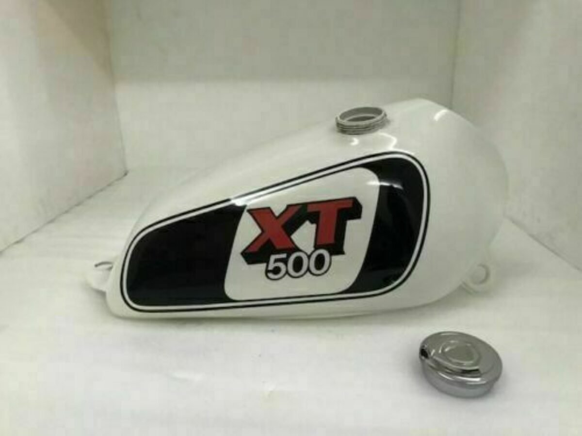 Fuel Petrol Gas Tank Steel White & Black Painted Yamaha XT500