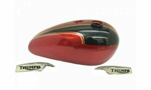 FITS FOR TRIUMPH T140 RED & BLACK PAINTED STEEL FUEL PETROL TANK+BADGES