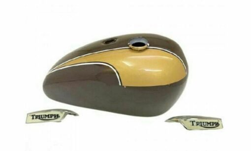 FITS FOR TRIUMPH T140 BROWN & GOLDEN PAINTED OIL FUEL TANK + BADGES NEW BRAND