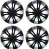 Universal 15" 14 Spokes Snap-On Wheel Cap wheel Cover Hub Silver & Black