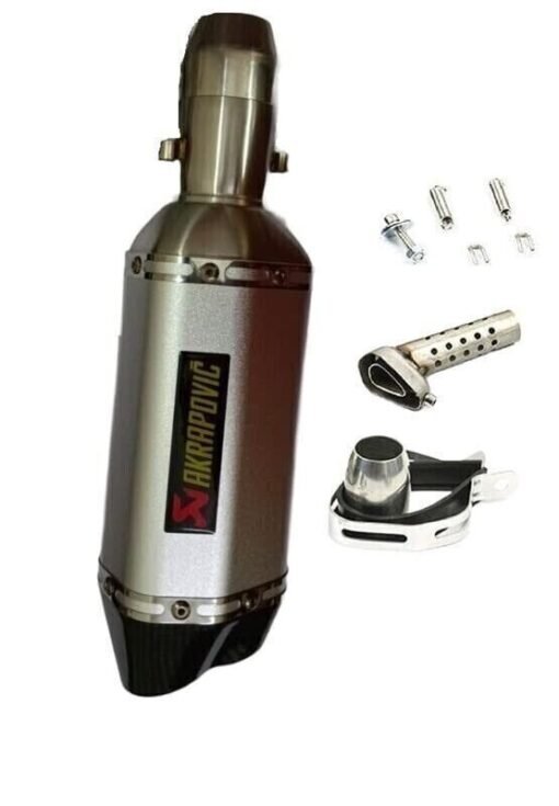 Universal Quad Cut Carbon Exhaust Silencer - Enhance Performance and Style (36-51 mm, Silver)