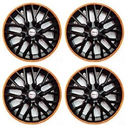 15 Inch Black Orange Wheel Cover (Set of 4Pc)(Press Fitting) Model- Phantom GT