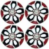 Universal Black Silver Red Wheel Cover 13 Set of 4 Pcs Model- Vision 3 Color 13