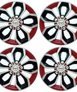 Universal Black Silver Red Wheel Cover 13 Set of 4 Pcs Model- Vision 3 Color 13