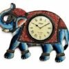 Wooden Rajasthani Elephant Traditional Wall Clock Handmade Handicraft for Home