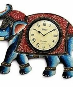 Wooden Rajasthani Elephant Traditional Wall Clock Handmade Handicraft for Home