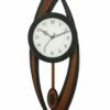 Black & Brown Designer Wooden Vertical Analog Wall Clock Pendulum (63x23x7cm)