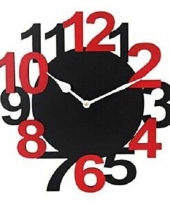Black Red Wall Clocks Wooden Bignum clocks for Home/Wall Decor 10 Inch